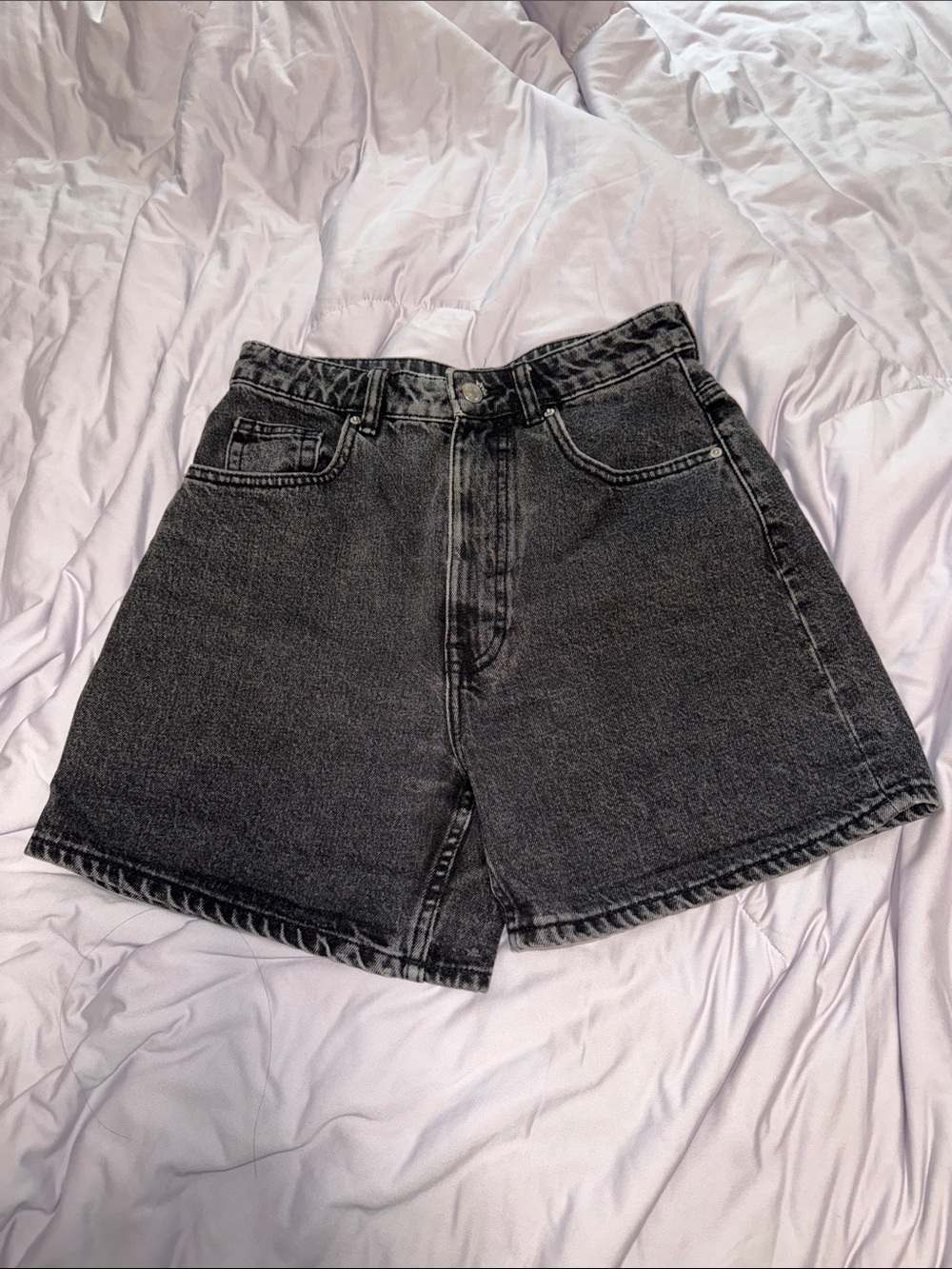 Zara High-Waist Black Denim Shorts